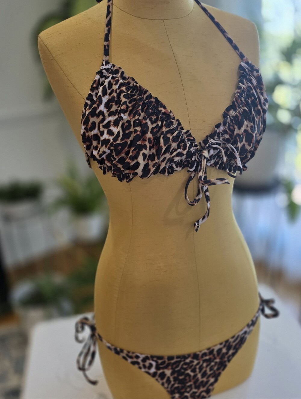 💥 SHEIN Leopard Print Bikini Set Ruched Swimwear - Picture 2 of 6